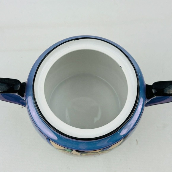 Vintage Noritake Floral Sugar Bowl Blue Lusterware Handpainted Morimura M Japan - Picture 4 of 9